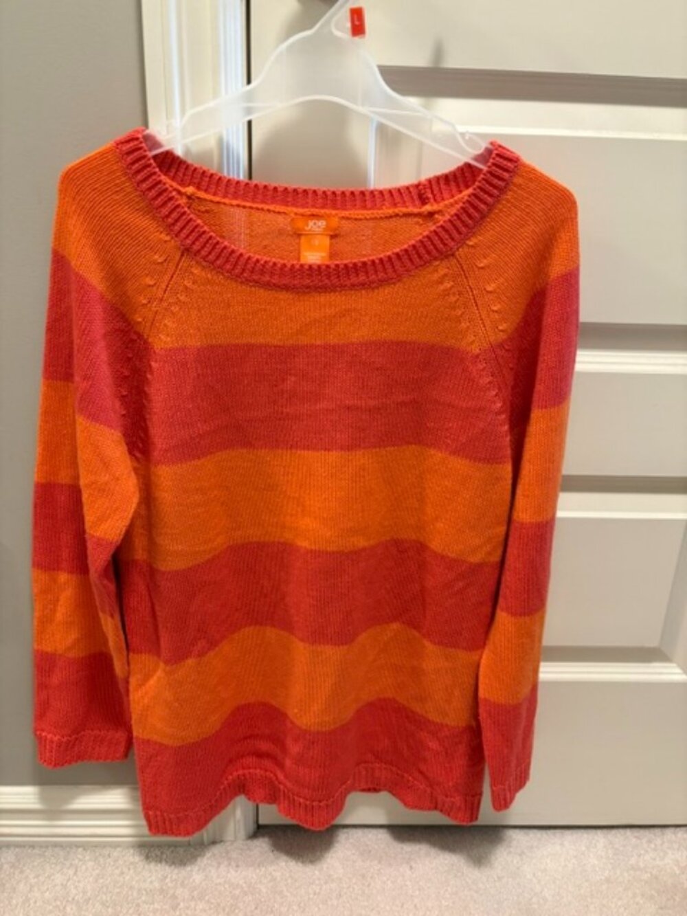 ORANGE WIDE STRIPED LONG SLEEVE SWEATER